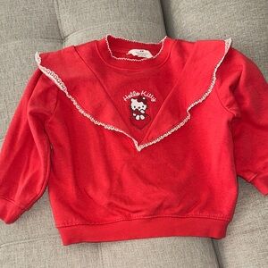 H&M Red Hello Kitty Sweatshirt with Lace Trim